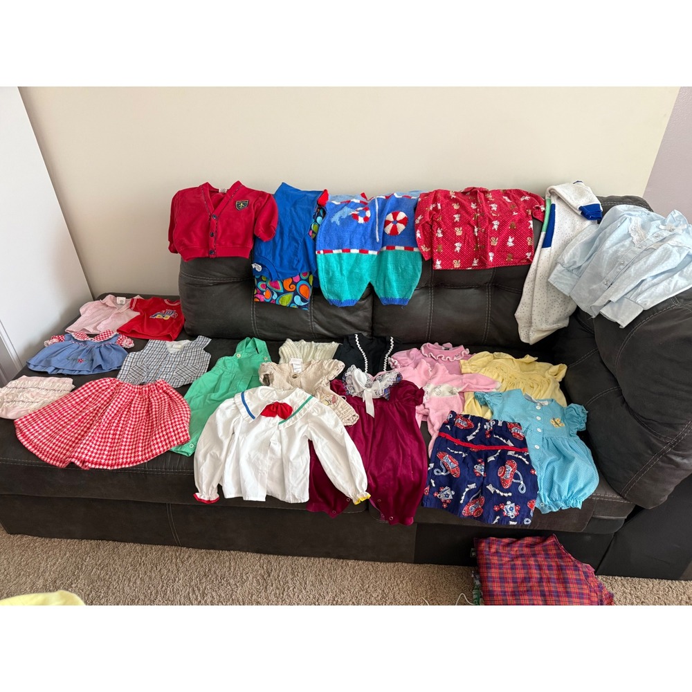 Vintage Baby Kids Clothing Reseller 50+ Bundle Mixed Lot Dresses Rompers Knits